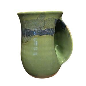 Neher Green Glaze Right Handed Hand Warmer Mug Clay in Motion Signed 2016
